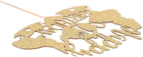 غلاف كعكة أليس في بلاد العجائب - لوازم كعكة لامعة ذهبية لديكورات حفلات عيد الميلاد الأول، مغامرات أليس في بلاد العجائب/الأرنب/مستلزمات حفلات الشاي لتزيين الكعك (غطاء الكعكة الأول) in Kuwait