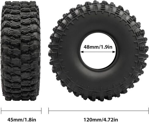 إطارات مطاطية أمامية / خلفية 4.7 سم من ACEKEEPS، إطارات صخرية 4.8 سم (4) لـ 1/10 تراكساس TRX-4 محوري SCX10 Redcat GEN7 RC Rock الزاحفة in Kuwait