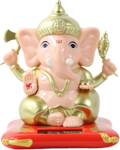 مجسم غانيش ايدول صغير للزينة من ايلودي او، مجسم غانيش ايدول لتابلوه السيارة، لعبة رأس هندي جانباتي تعمل بالطاقة الشمسية، هدايا احتفالية لديكور نافذة المنزل والمكتب in Kuwait