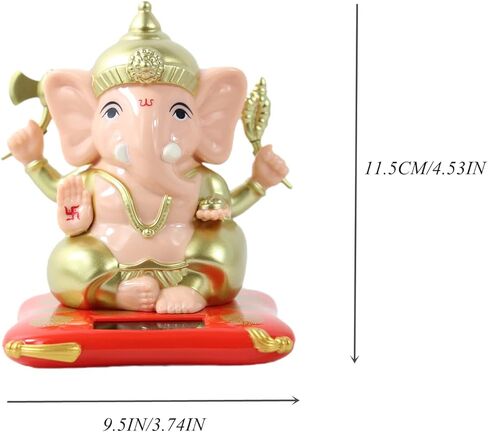 مجسم غانيش ايدول صغير للزينة من ايلودي او، مجسم غانيش ايدول لتابلوه السيارة، لعبة رأس هندي جانباتي تعمل بالطاقة الشمسية، هدايا احتفالية لديكور نافذة المنزل والمكتب in Kuwait