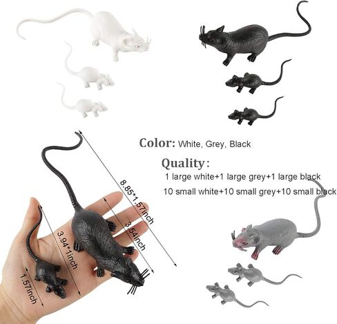 دعائم فأرة وهمية للهالووين، 33 قطعة من البلاستيك المقالب المقالب المقالب المقالب لعبة حقيقية مضحكة كبيرة فئران دعائم حفلة الهالوين، ألعاب حديثة للهالوين لتزيين المنزل المسكون in Kuwait