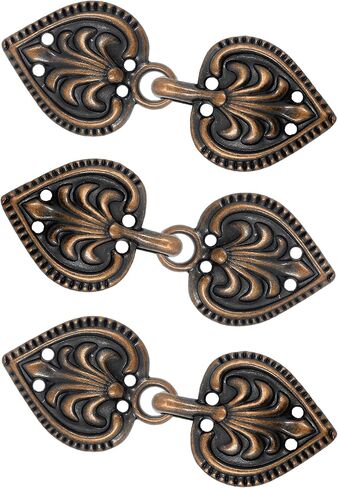 Bezelry 6 Pairs Baroque Spade Hook and Eye Cloak Clasp Fasteners 48mm x 19mm Fastened. (Antique Copper) in Saudi Arabia