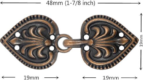 Bezelry 6 Pairs Baroque Spade Hook and Eye Cloak Clasp Fasteners 48mm x 19mm Fastened. (Antique Copper) in Saudi Arabia