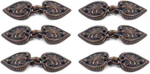 Bezelry 6 Pairs Baroque Spade Hook and Eye Cloak Clasp Fasteners 48mm x 19mm Fastened. (Antique Copper) in Saudi Arabia