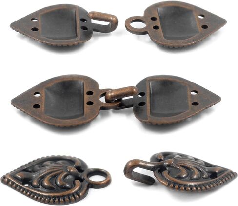 Bezelry 6 Pairs Baroque Spade Hook and Eye Cloak Clasp Fasteners 48mm x 19mm Fastened. (Antique Copper) in Saudi Arabia