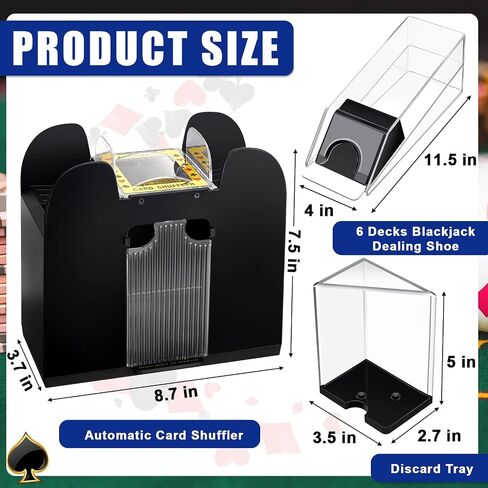 مجموعة كومبو لعبة Aoriher Blackjack، تتضمن حذاء Blackjack Layout Blackjack Shoe 6 Deck التلقائي لبطاقة الخلط، صواني حامل للتخلص من Blackjack 10 بطاقات مقطوعة للكازينو، ليلة الحفلات (أزرق) in Saudi Arabia