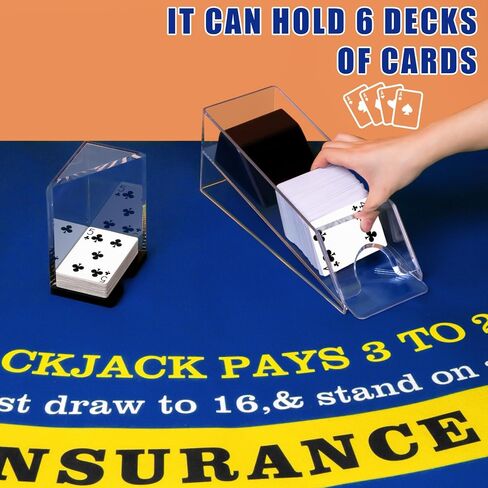 مجموعة كومبو لعبة Aoriher Blackjack، تتضمن حذاء Blackjack Layout Blackjack Shoe 6 Deck التلقائي لبطاقة الخلط، صواني حامل للتخلص من Blackjack 10 بطاقات مقطوعة للكازينو، ليلة الحفلات (أزرق) in Saudi Arabia