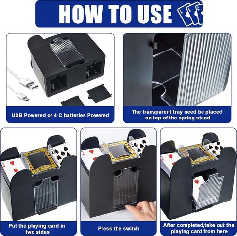 مجموعة كومبو لعبة Aoriher Blackjack، تتضمن حذاء Blackjack Layout Blackjack Shoe 6 Deck التلقائي لبطاقة الخلط، صواني حامل للتخلص من Blackjack 10 بطاقات مقطوعة للكازينو، ليلة الحفلات (أزرق) in Saudi Arabia