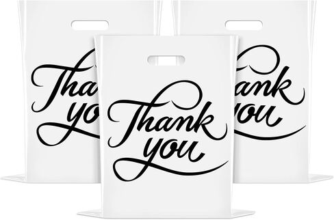Zoe Deco Thank You Bags for Retail Merchandise (Black, 16x18 inch, 100 Count), 1.77 mil Thick Reusable Boutique Shopping Bags/Goodie Bags/Gift Bags in Kuwait