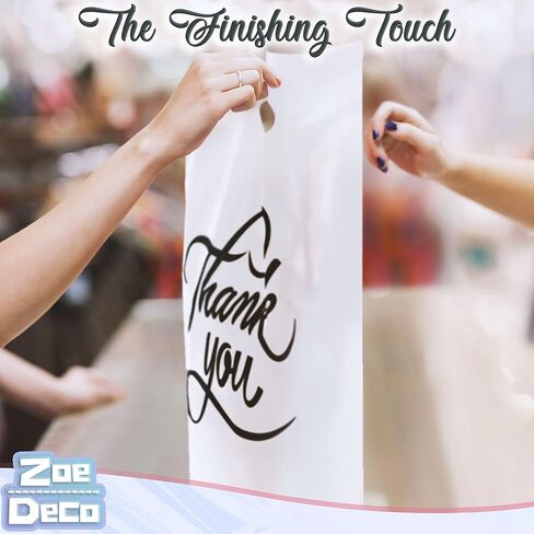 Zoe Deco Thank You Bags for Retail Merchandise (Black, 16x18 inch, 100 Count), 1.77 mil Thick Reusable Boutique Shopping Bags/Goodie Bags/Gift Bags in Kuwait