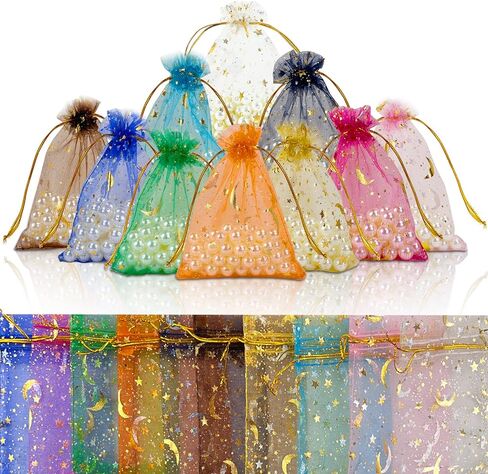 100 قطعة من أكياس الأورجانزا للمجوهرات وأكياس الحلوى وأكياس الكيس وحقائب هدايا الأورجانزا لحفلات الزفاف وعيد الحب وعيد الميلاد (قلب مختلط، 3.5 × 4.7 بوصة) in Kuwait