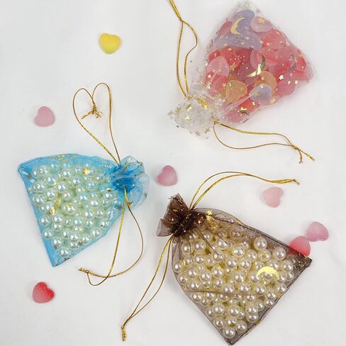 100 قطعة من أكياس الأورجانزا للمجوهرات وأكياس الحلوى وأكياس الكيس وحقائب هدايا الأورجانزا لحفلات الزفاف وعيد الحب وعيد الميلاد (قلب مختلط، 3.5 × 4.7 بوصة) in Kuwait