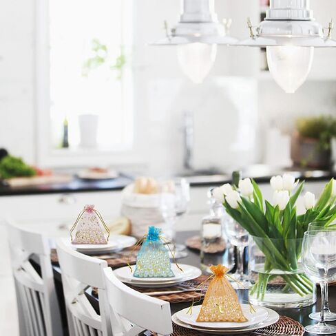 100 قطعة من أكياس الأورجانزا للمجوهرات وأكياس الحلوى وأكياس الكيس وحقائب هدايا الأورجانزا لحفلات الزفاف وعيد الحب وعيد الميلاد (قلب مختلط، 3.5 × 4.7 بوصة) in Kuwait