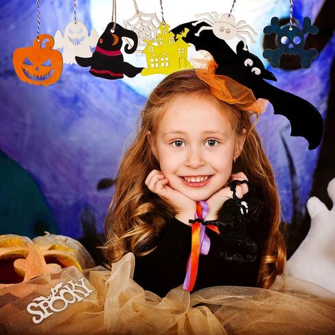 Shindel Halloween Wood Ornaments, 72PCS Unfinished Wood Cutouts Blank Wood Ornaments for Halloween Hanging Decorations Gifts in Saudi Arabia