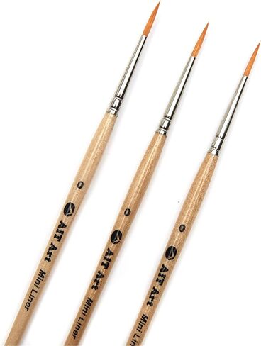 فرش طلاء بتفاصيل صغيرة من AIT Art، مقاس 0، عبوة من 3، مصنوعة يدويًا في الولايات المتحدة الأمريكية للحصول على أداء موثوق به لرسم تفاصيل صغيرة بالزيت والأكريليك والألوان المائية in Kuwait