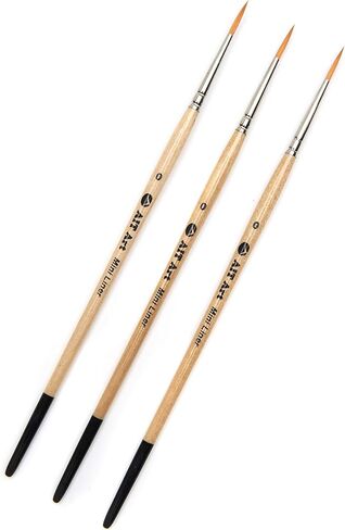 فرش طلاء بتفاصيل صغيرة من AIT Art، مقاس 0، عبوة من 3، مصنوعة يدويًا في الولايات المتحدة الأمريكية للحصول على أداء موثوق به لرسم تفاصيل صغيرة بالزيت والأكريليك والألوان المائية in Kuwait