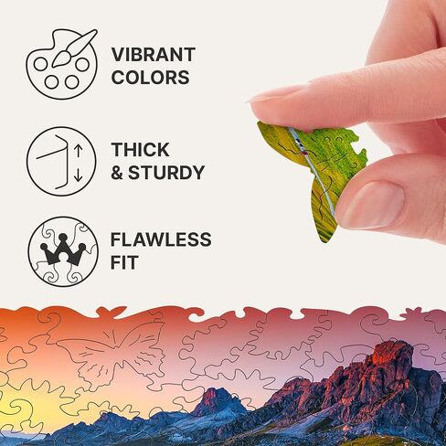 أحجية الصور المقطوعة الخشبية من Unidragon، أفضل هدية للبالغين والأطفال، قطع الصور المقطوعة ذات الشكل الفريد لجبال الطبيعة، 17.3 × 12.1 بوصة، 500 قطعة، مقاس كينج in Kuwait