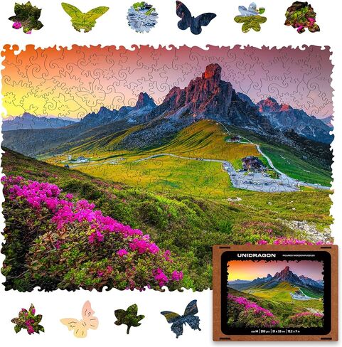 أحجية الصور المقطوعة الخشبية من Unidragon، أفضل هدية للبالغين والأطفال، قطع الصور المقطوعة ذات الشكل الفريد لجبال الطبيعة، 17.3 × 12.1 بوصة، 500 قطعة، مقاس كينج in Kuwait
