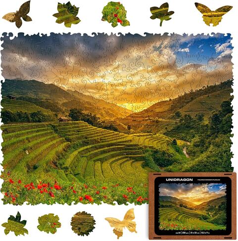 أحجية الصور المقطوعة الخشبية من Unidragon، أفضل هدية للبالغين والأطفال، قطع الصور المقطوعة ذات الشكل الفريد لجبال الطبيعة، 17.3 × 12.1 بوصة، 500 قطعة، مقاس كينج in Kuwait