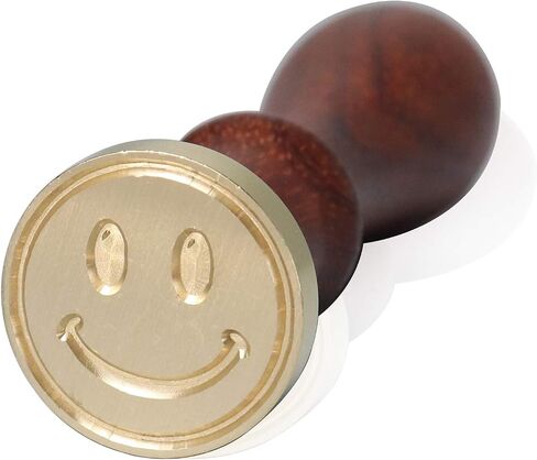 FsAlisa Wax Seal Stamp Sealing Wax Stamp Vintage Removable Brass Head Wooden Handle Great for Embellishment of Cards Envelopes, Wedding Invitations, Wine Packages, Gift Wrapping (Smiley) in Kuwait