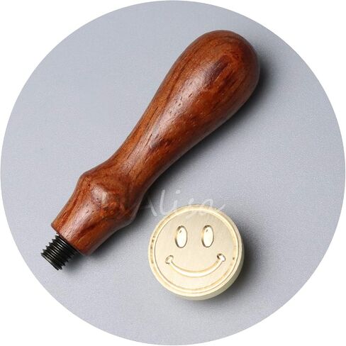 FsAlisa Wax Seal Stamp Sealing Wax Stamp Vintage Removable Brass Head Wooden Handle Great for Embellishment of Cards Envelopes, Wedding Invitations, Wine Packages, Gift Wrapping (Smiley) in Kuwait