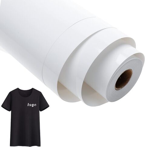 HOMOKUS 12 بوصة 30 قدم فينيل HTV نقل حراري، يستخدم في تي شيرت وبنطال وأقمشة أخرى، من خلال الضغط الساخن أو المكواة المنزلية، اللون: أبيض in Kuwait