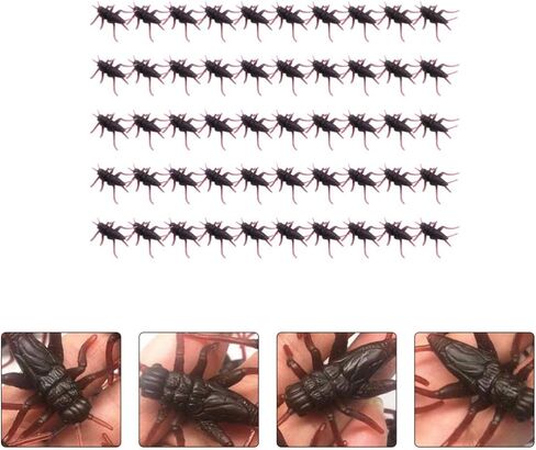 Toyvian Fake Bugs 50pcs Insect Prank Toy Cricket Props Plastic Fake Insect Toys Prank Scary Trick Tricky Brains Joke Gifts for April Fool Party Props Office Pranks in Saudi Arabia