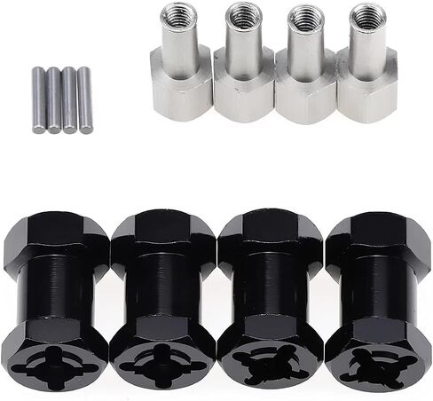 HeyMi 4Pcs 12mm Aluminum Wheel Hex Hub 20mm Offset Extension for Axial scx10 D90 90046 Tamiya MST 110 RC Car Crawler (20mm, Black) in Kuwait