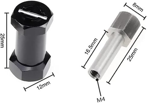 HeyMi 4Pcs 12mm Aluminum Wheel Hex Hub 25mm Offset Extension for Axial scx10 D90 90046 Tamiya MST 110 RC Car Crawler (25mm, Black) in Kuwait