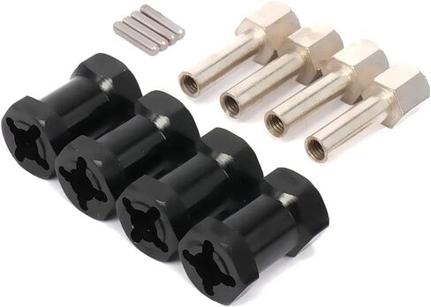 HeyMi 4Pcs 12mm Aluminum Wheel Hex Hub 25mm Offset Extension for Axial scx10 D90 90046 Tamiya MST 110 RC Car Crawler (25mm, Black) in Kuwait