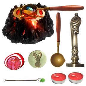 مجموعة ختم الشمع من BEZALEL - ختم شمع برونزي عتيق، سخان شمع ختم البركان، ملعقة ختم الشمع - مجموعة ختم ختم الشمع لبطاقة عيد الميلاد/المغلف/تغليف الهدايا/دعوة حفل خطوبة الزفاف in Kuwait