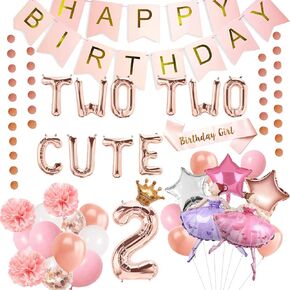 Two Two Cute Birthday Decorations, Tutu Cute 2nd Birthday Decorations, Ballerina Themed Ballet Theme Birthday Party Decorations Supplies, Second 2nd 2 Year Old Party Birthday Decorations Girl, Two-Tu Ballerina Tutus Dancing Balloons Favors Daughter in Saudi Arabia