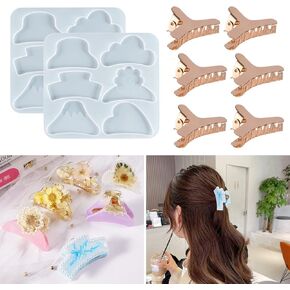 لوكسوين قطعتان من قالب صب المجوهرات ودبابيس الشعر بنفسك مع 6 ملحقات دبابيس شعر لصنع دبابيس الشعر، قوالب سيليكون لقوالب مجوهرات راتنج الايبوكسي in Kuwait