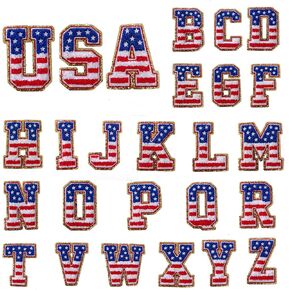 Chenille Letters Patches: 3PCS USA Letter Patches Stickers Varsity Letter Patches Stick on Clothes, Dress, Pants, Hats, Jeans, Sewing Flowers Applique DIY Accessory
