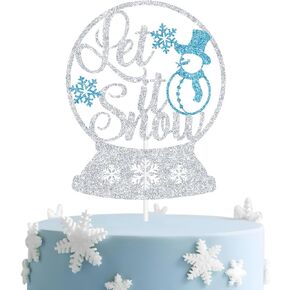 Let It Snow Cake Topper, Winter Onderland Cake Décor, Birthday/Baby Shower/Baby Baptism/Christmas Party Decorations Supplies