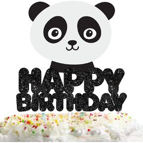 Panda Happy Birthday Cake Topper Decorations with Multicolored Animal for Birthday Theme Baby Shower Party Decor Supplies