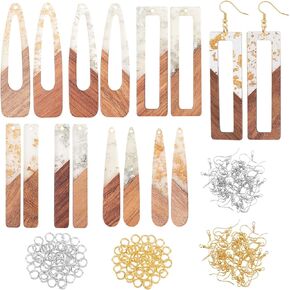 OLYCRAFT Resin Wooden Earring Pendants