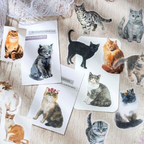 180 قطعة من ملصقات القطط اللطيفة من الفينيل، ملصقات زخرفية، ورق قصاصات لوازم دفتر اليوميات لتخطيط دفتر اليوميات وزجاجة المياه والنوت بوك والالبوم الجوال والرصاصة والحرف الفنية in Kuwait