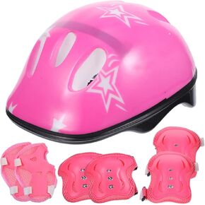 CLISPEED 7pcs Kids Adjustable Helmet with Elbow Wrist Knee Pads Children Sports Helmet Protective Gear Skateboard Skate Accessories for 3-8 Years Old Boys Girls(Red) in Kuwait