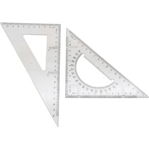 Pack of 2 Transparent Triangle Plastic Ruler Scale Set Square:30/60 Degree & 45/90 Degree Angle Acrylic Architectural Drawing Drafting Tool School Classroom Kids Triangular Rulers