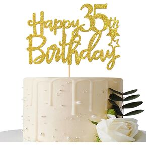 زينة كعكة عيد الميلاد الخامسة والثلاثين الذهبية اللامعة، مرحبا 35 سنة، تشرز حتى 35 سنة، 35 قطعة وديكور رائع للحفلات in Kuwait