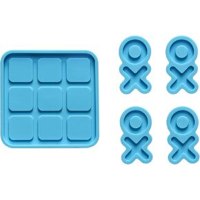 لعبة لوح قوالب راتنج اكس او من تيك تاك تو مع قالب تيك تاك تو و4 قوالب شطرنج لراتنج الايبوكسي والحرف اليدوية in Kuwait