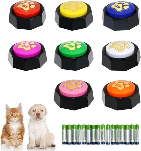 أزرار للكلاب للاتصال، مجموعة أزرار التحدث القابلة للتسجيل مكونة من 8 ألوان، تسجيل وتشغيل لمدة 30 ثانية، طنينات للدراسة والمكتب والمنزل in Kuwait