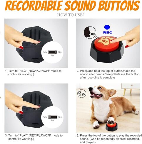 أزرار للكلاب للاتصال، مجموعة أزرار التحدث القابلة للتسجيل مكونة من 8 ألوان، تسجيل وتشغيل لمدة 30 ثانية، طنينات للدراسة والمكتب والمنزل in Kuwait