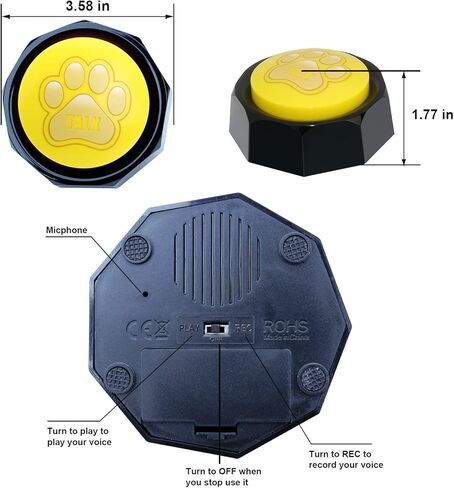 أزرار للكلاب للاتصال، مجموعة أزرار التحدث القابلة للتسجيل مكونة من 8 ألوان، تسجيل وتشغيل لمدة 30 ثانية، طنينات للدراسة والمكتب والمنزل in Kuwait
