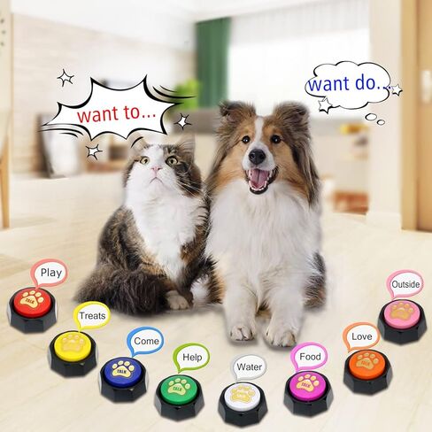 أزرار للكلاب للاتصال، مجموعة أزرار التحدث القابلة للتسجيل مكونة من 8 ألوان، تسجيل وتشغيل لمدة 30 ثانية، طنينات للدراسة والمكتب والمنزل in Kuwait