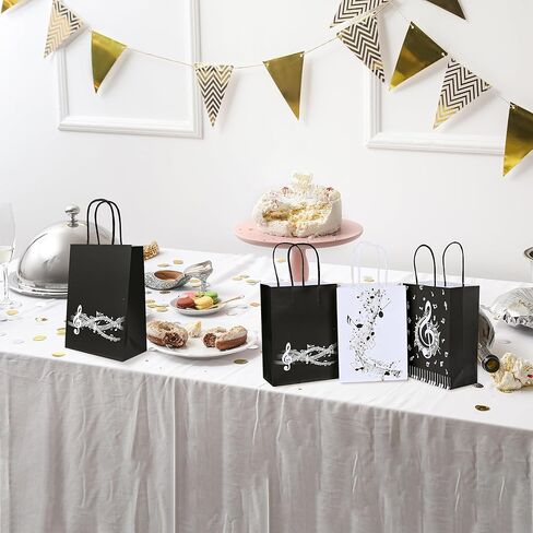 24 قطعة من أكياس هدايا الملاحظات الموسيقية، حقائب هدايا ورقية موسيقية لوسائل التواصل الاجتماعي، موضوع الموسيقى، حفلة عيد ميلاد، استحمام الطفل، لوازم الحفلات الموسيقية in Kuwait