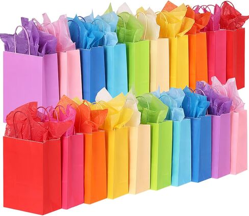50 حقيبة هدايا صغيرة من تومنك مع 50 منديل ورقي 10 ألوان حقائب هدايا للحفلات بمقابض ، حقائب صغيرة الحجم بألوان قوس قزح لحفلات الزفاف وحفلات استقبال المولود وأعياد الميلاد ولوازم الحفلات والهدايا in Kuwait