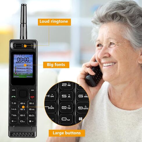 ASHATA Retro Vintage Brick Mobile Phone Four Card Four Standby Quad Band 32GB Bluetooth Classic Retro Cell Phone Support Bluetooth Dialing, Power Bank, MP3, Radio and Other Fuctions(Black) in Saudi Arabia