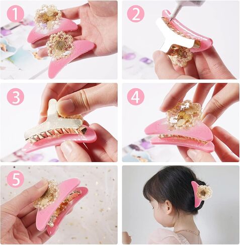 لوكسوين قطعتان من قالب صب المجوهرات ودبابيس الشعر بنفسك مع 6 ملحقات دبابيس شعر لصنع دبابيس الشعر، قوالب سيليكون لقوالب مجوهرات راتنج الايبوكسي in Kuwait